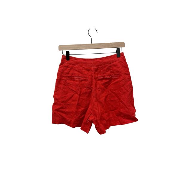 Madewell Clean‎ Button-Tab Shorts in 100% Linen Red Women’s Size 00 - Picture 10 of 12